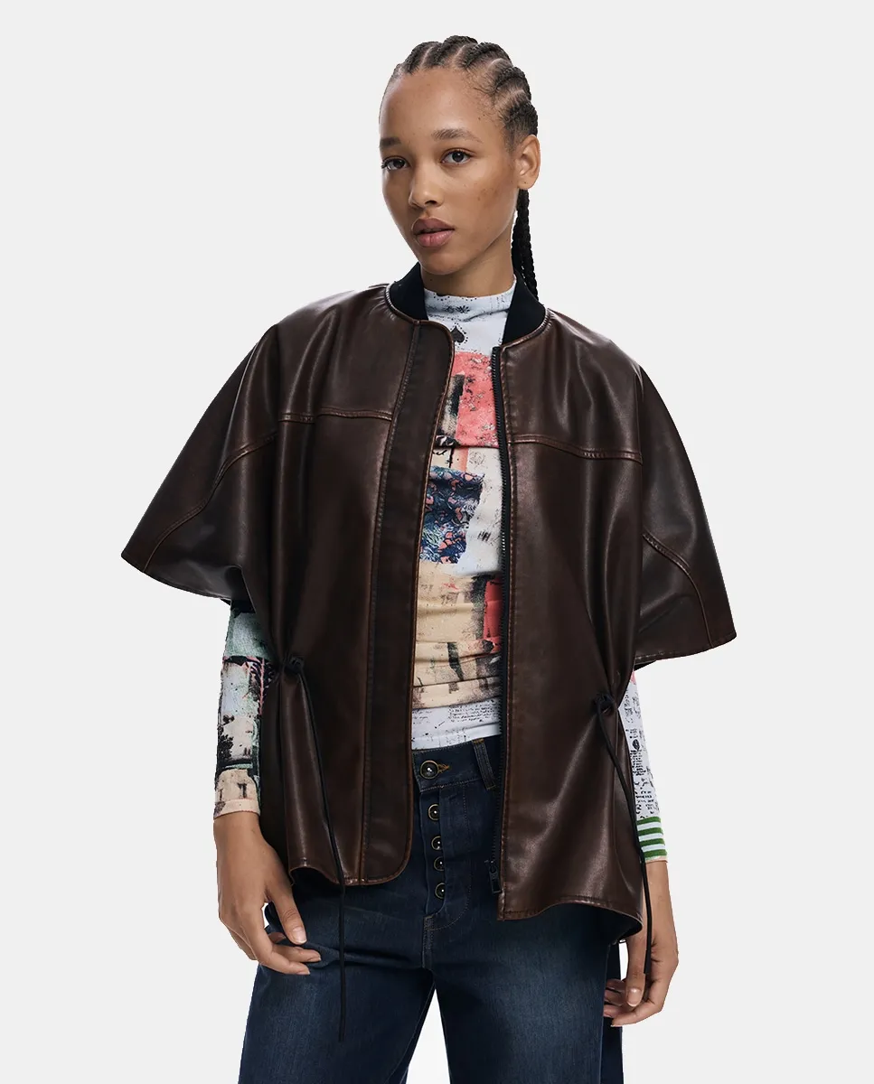 

Пончо из искусственной кожи Desigual, песочный