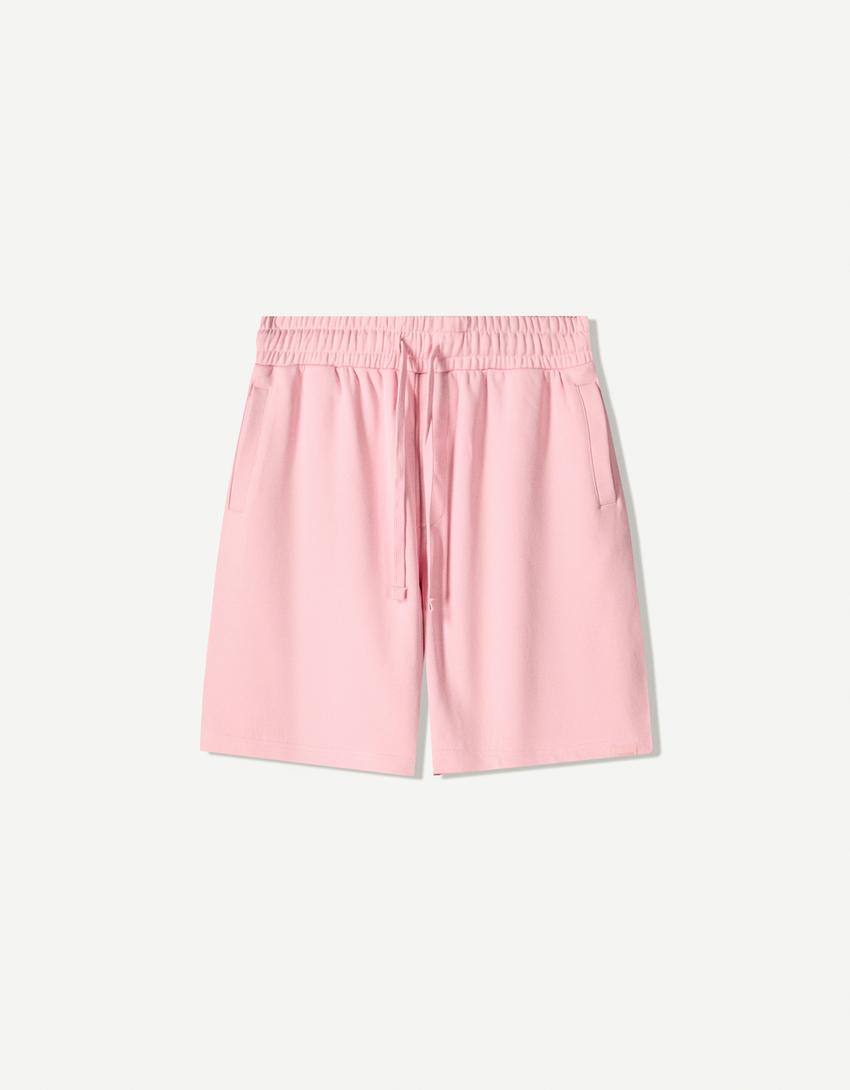 

Плюшевые шорты-бермуды Bershka, розовый