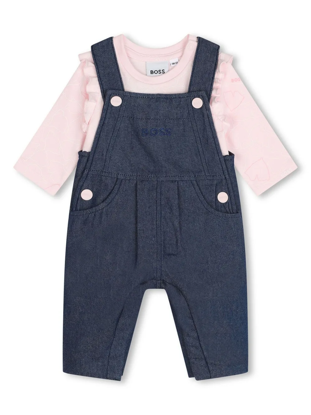 

Комплект из комбинезона и топа с вышитым логотипом BOSS Kidswear, синий