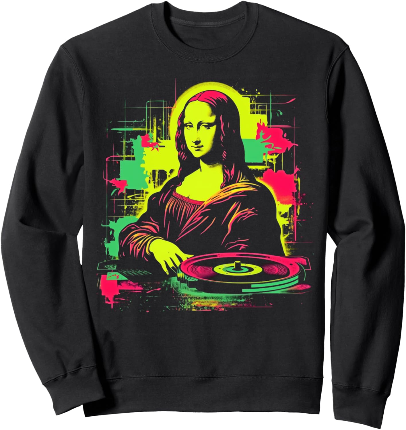 

Забавная толстовка с Моной Лизой, Крутая ретро-толстовка в стиле Y2K EDM с Моной Лизой и надписью DJ #1 We Anomaly, черный