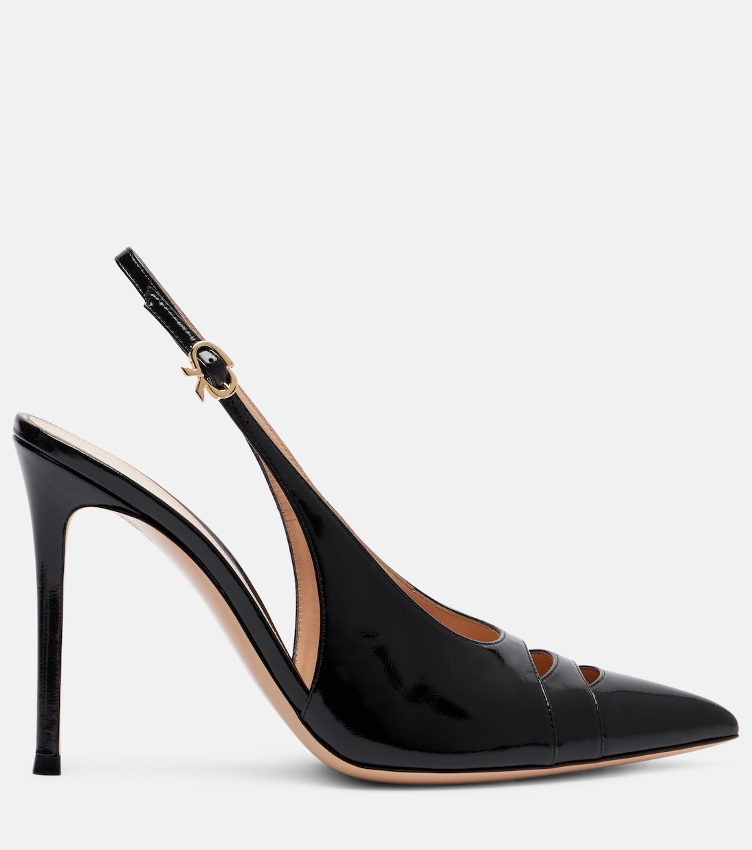 Туфли-лодочки из лакированной кожи с открытой пяткой Gianvito Rossi, черный — фото 4