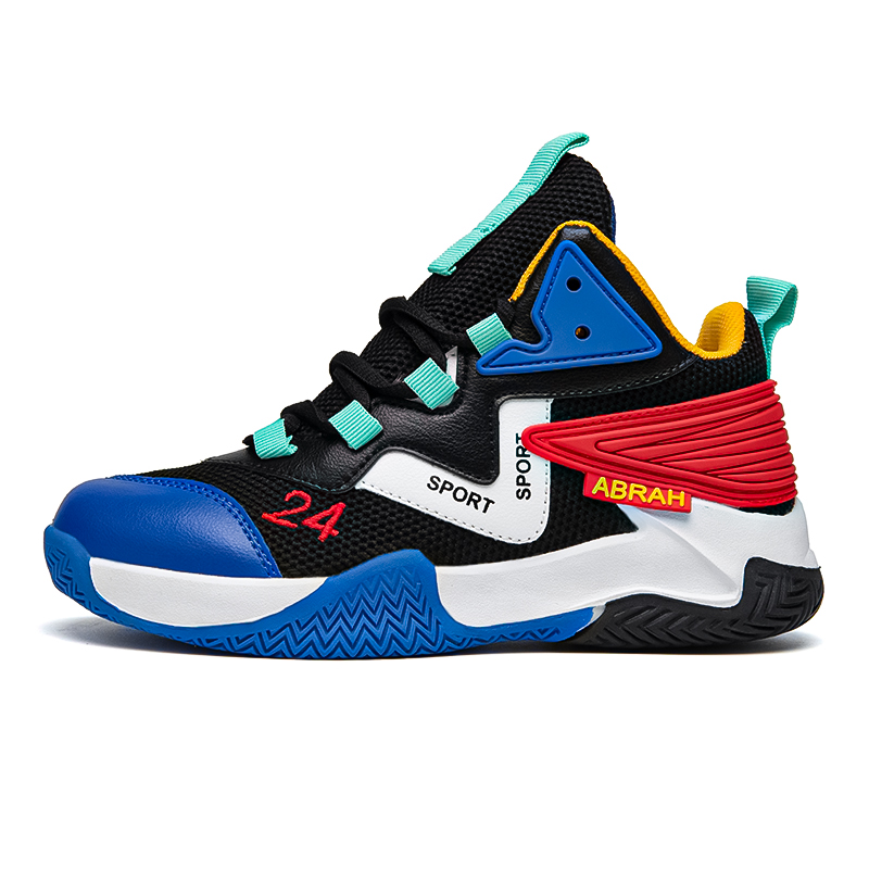 

Нескользящие, износостойкие, дышащие, влагоотводящие низкие детские баскетбольные кроссовки Robinhood, черный royal синий