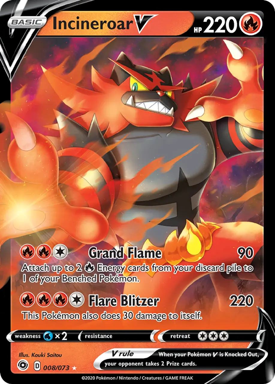 

Карточная игра Incineroar V 8/73 - Champions Path Holofoil