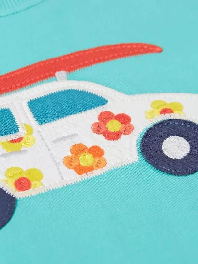 Детская хлопковая футболка Elise с аппликацией, цвет Pacific Aqua/Car Frugi — фото 3