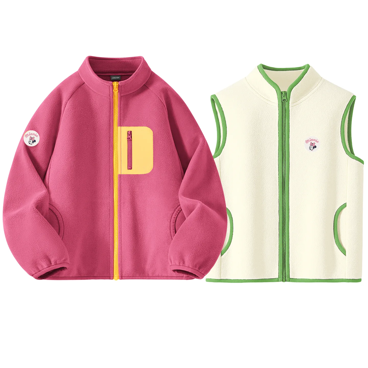 Детская флисовая толстовка с круглым вырезом Disney, Dini Zhong Round Hook-and-Loop K Rose Red+Dini Zhong Round Hook-and-Loop K Light Milk White