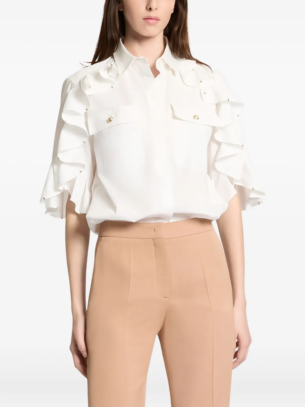 

Рубашка с украшенными оборками Elie Saab, белый