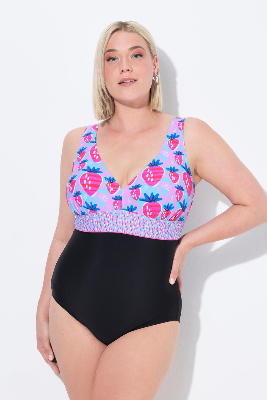 

ULLA POPKEN Женский купальник с клубникой, декоративная лента, мягкие чашечки, переработанный