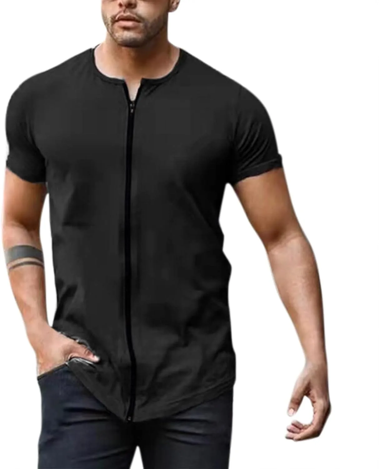 

Футболка для тренировок мужская Dry Fit Slim Fit с молнией