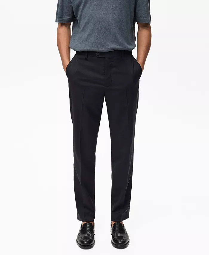 

Мужские утепленные узкие брюки Cold Wool MANGO, синий