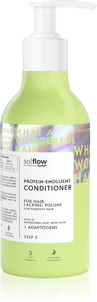 

Кондиционер с протеинами для волос с низкой пористостью, смягчающий волосы, потерявшие объем So!Flow, 400 мл