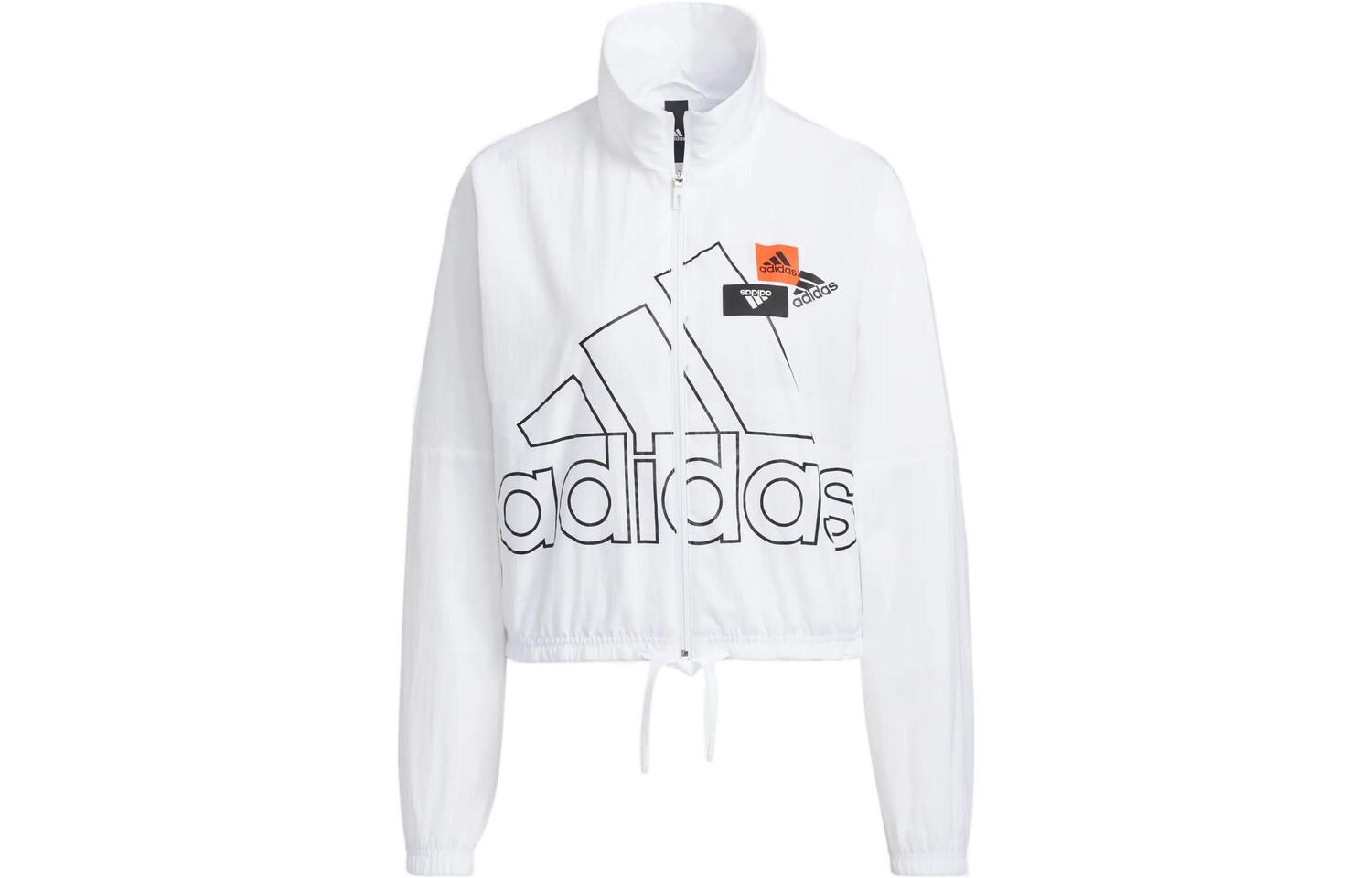 

Женская куртка с логотипом на молнии и воротником-стойкой, белая Adidas