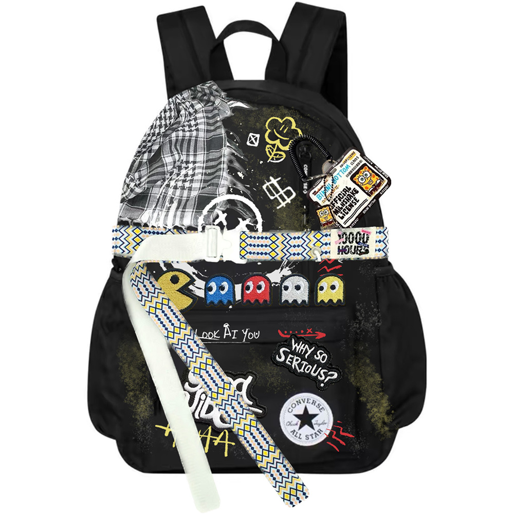 

Converse Полиэстеровый рюкзак унисекс черно-белый, Black White