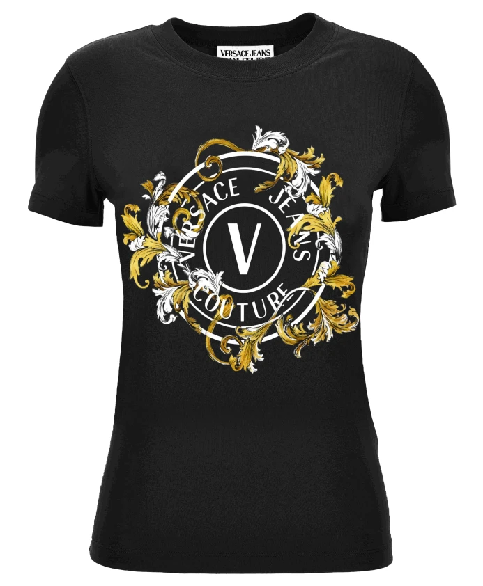 

Футболка с принтом и блестящими аппликациями. Versace Jeans Couture, черный