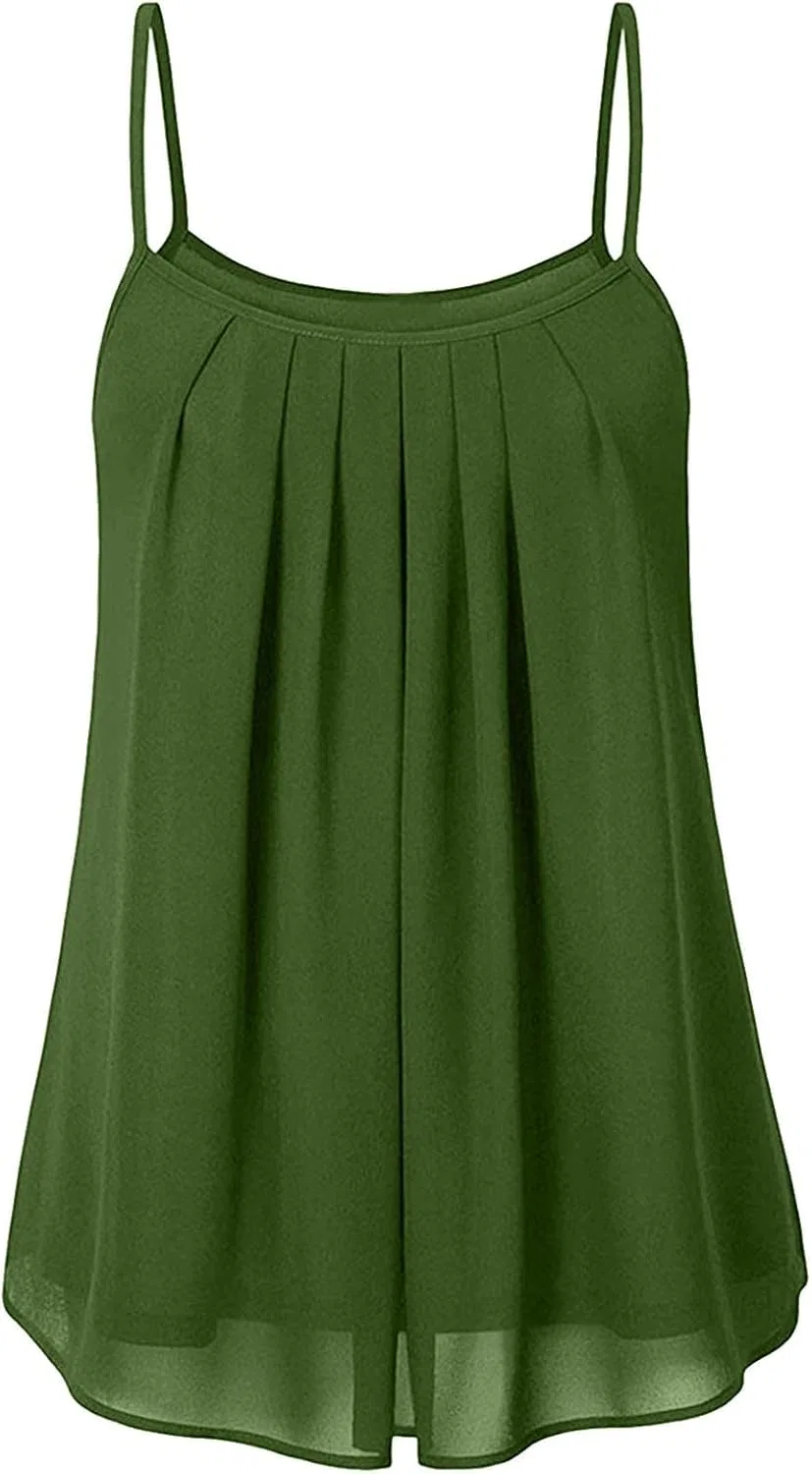 Женский топ на бретелях, свободный, A-силуэт, Generic, 3army Green