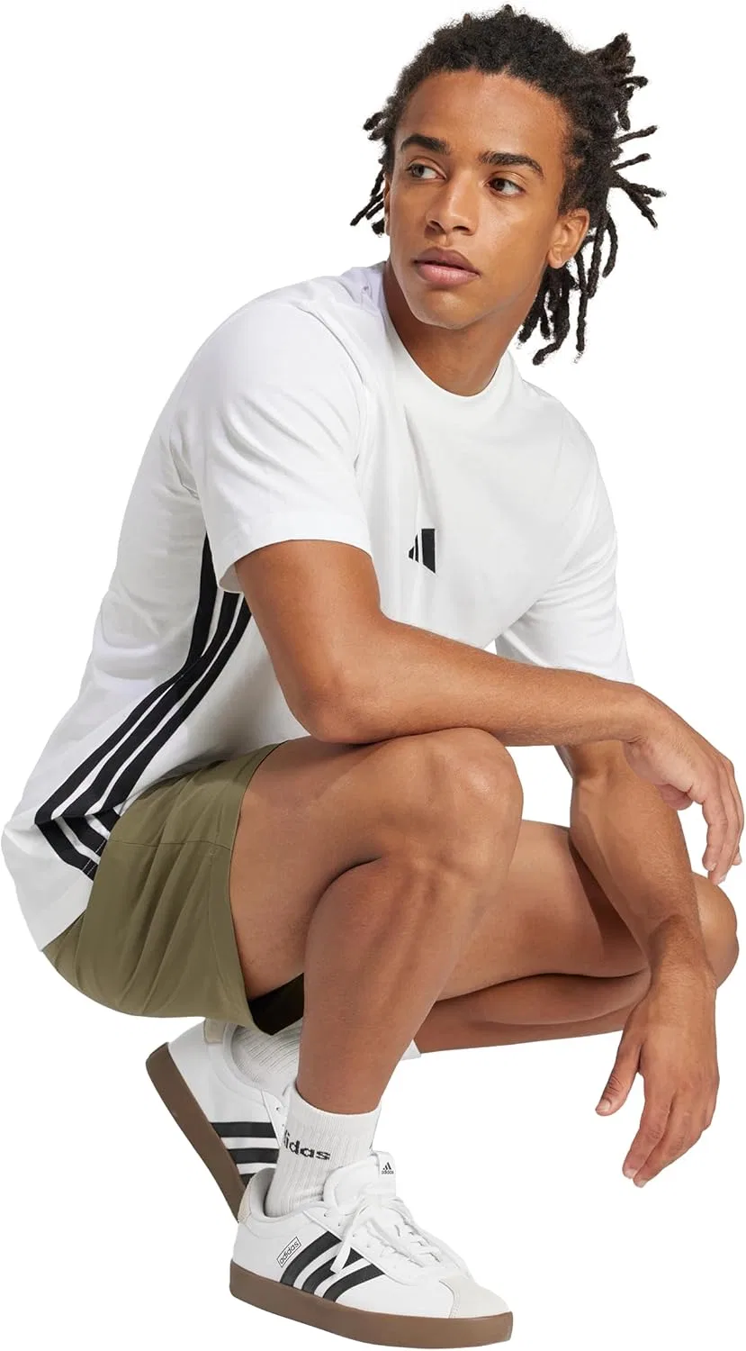 Футболка мужская с 3-полосками adidas, белый/черный — фото 3