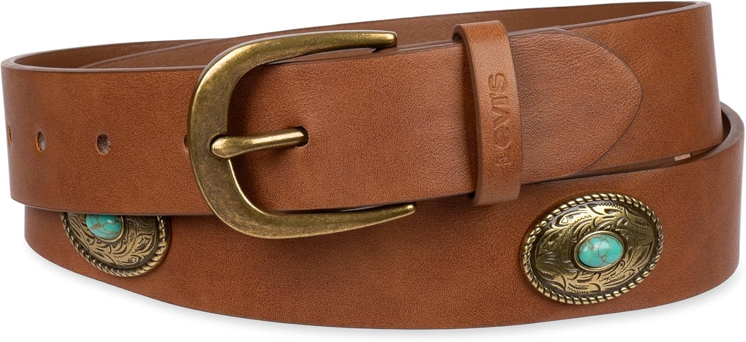 

Женские ремни Levi's в стиле вестерн для джинсов, брюк и платьев, Tan Concho