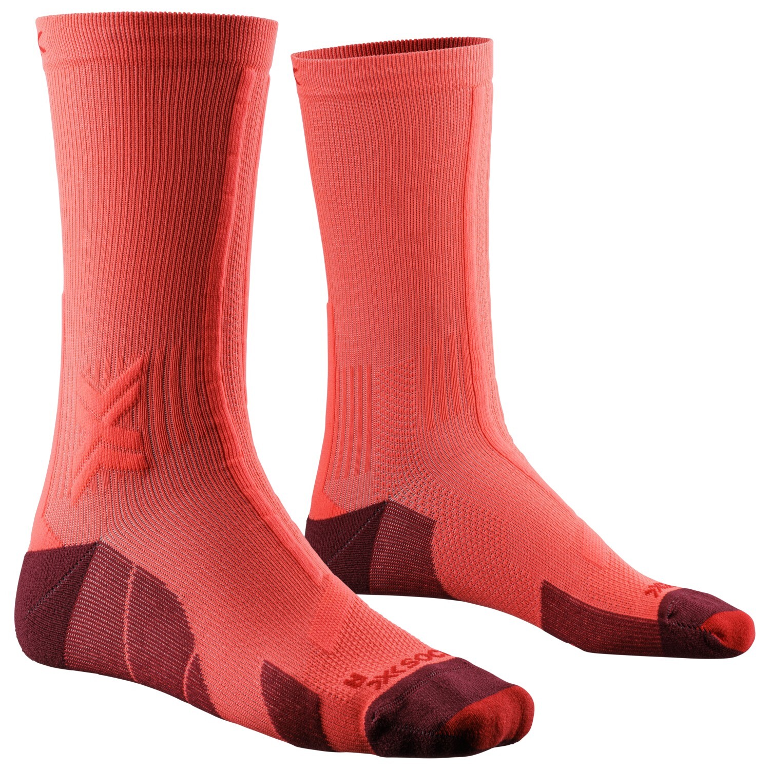 

Носки для бега X-Socks Trail Run Discover Crew, цвет Fluo Red/Namib Red