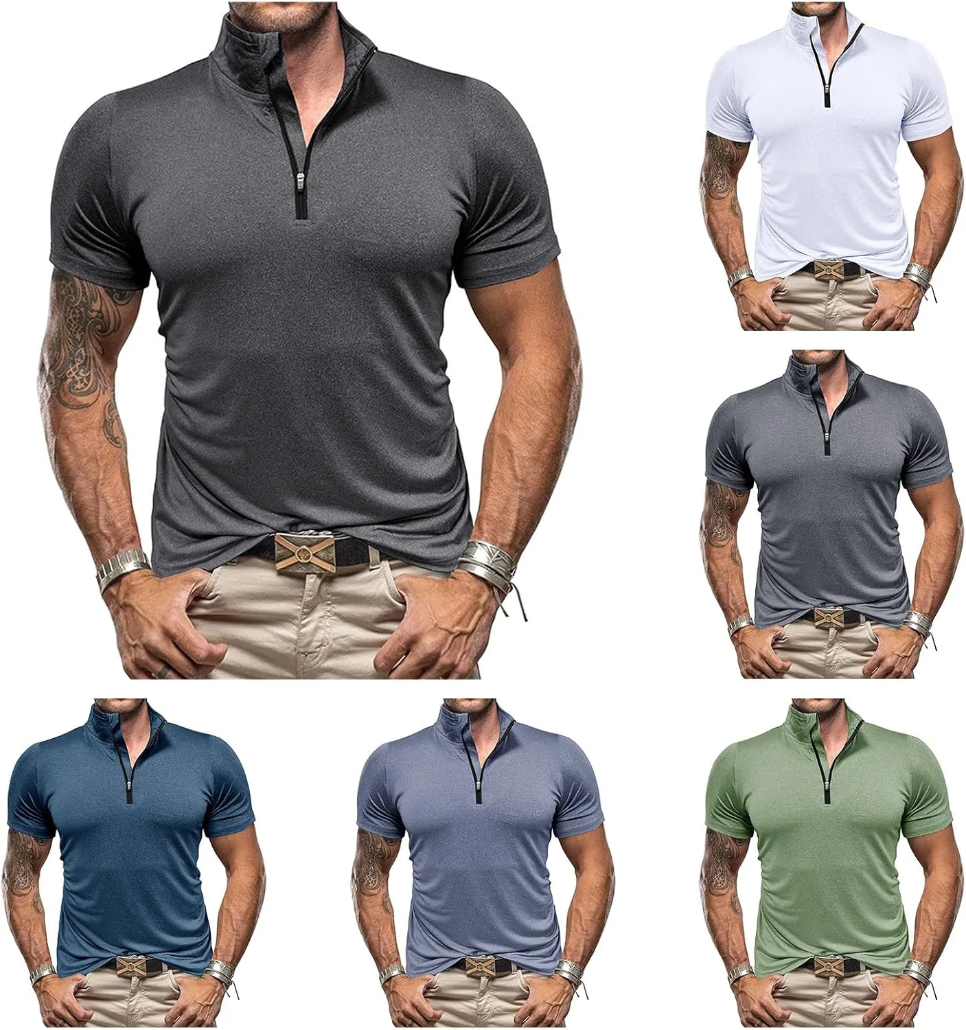 

Мужская футболка с коротким рукавом и четверть-молнией Thatrich