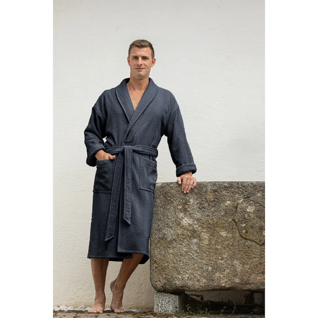 

Мужской халат для ванной Ocean Bio, упаковка, 1 шт., из 100% сертифицированного органического хлопка GOTS Framsohn Frottier, Natural Graphit