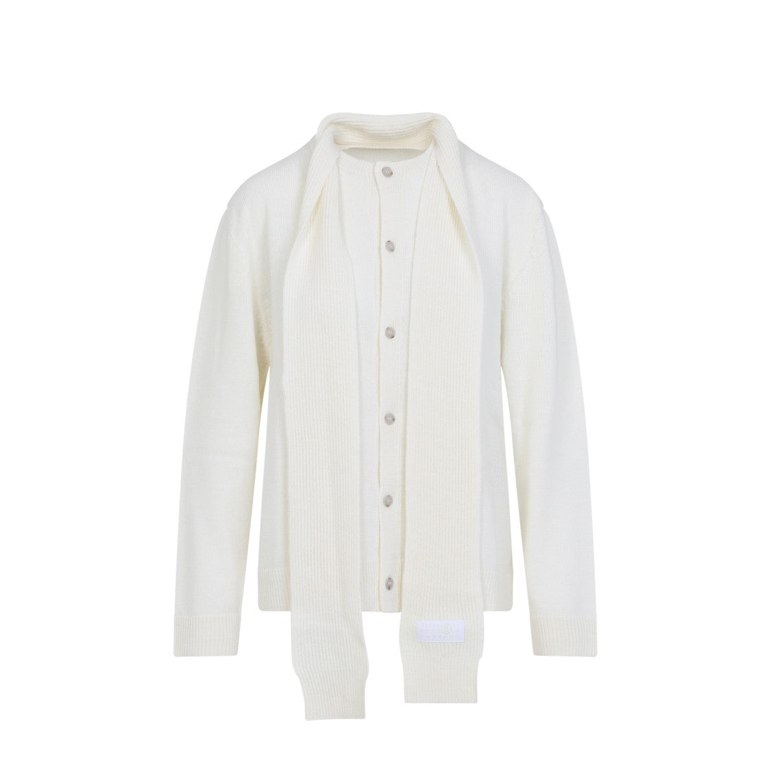 

Белый шерстяной кардиган Mm6 By Maison Margiela