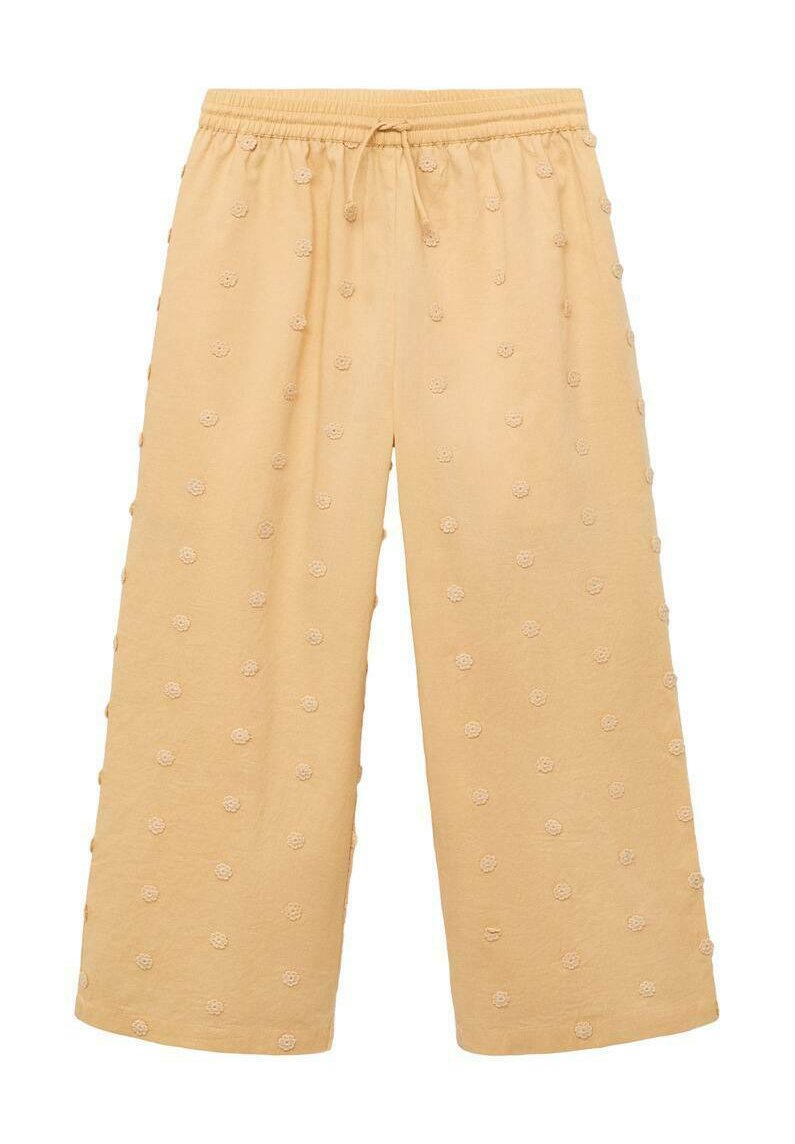 

Брюки LONG WITH EMBROIDERED DETAILS Mango Kids, горчичный