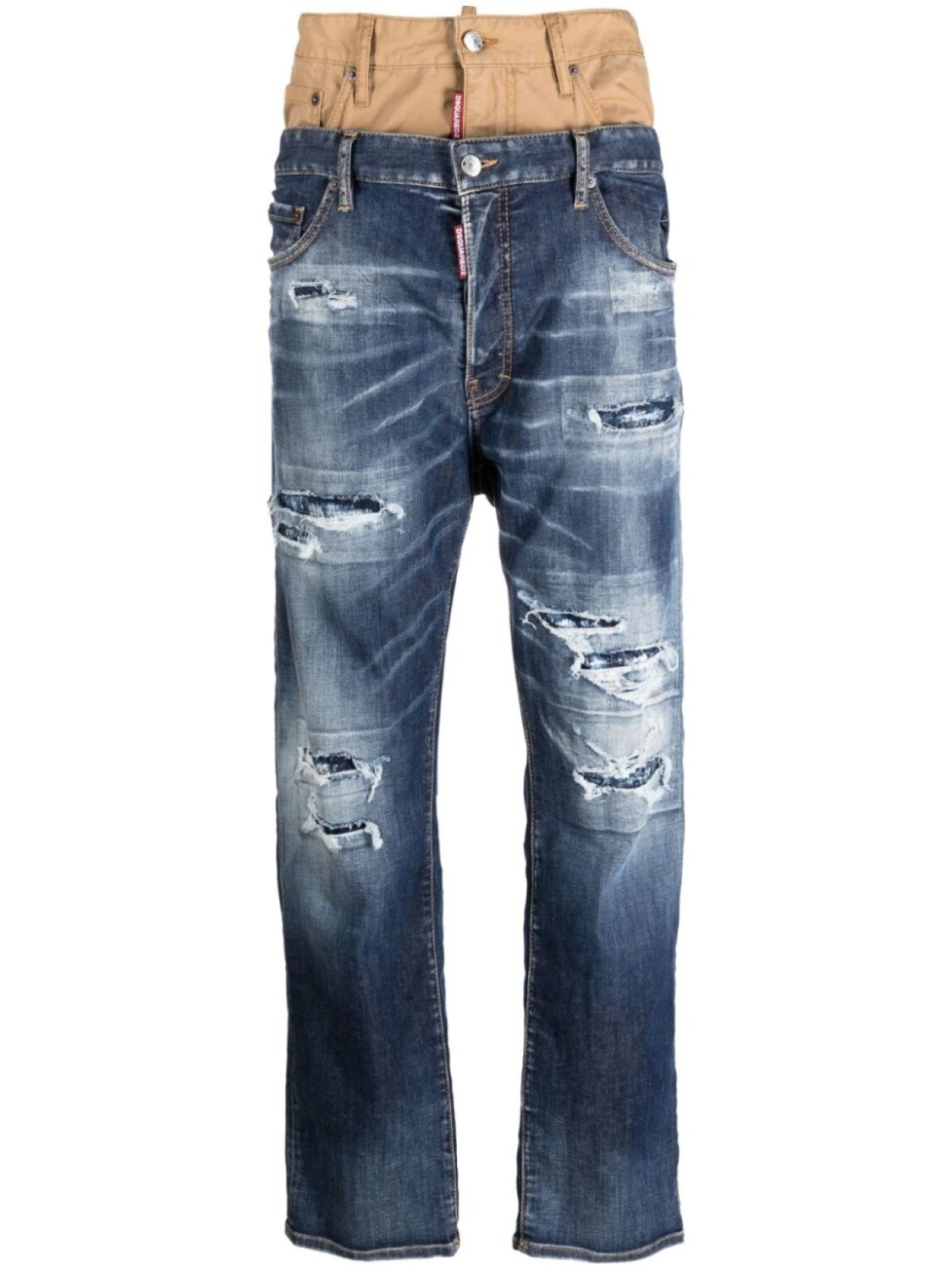 

Dsquared2 джинсы с эффектом потертости и двойным поясом, синий