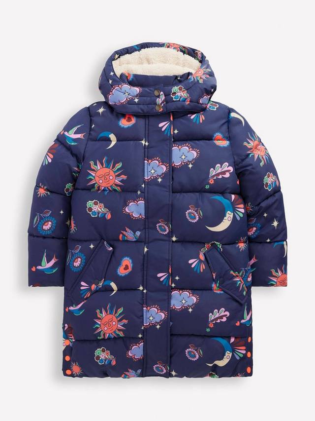 

Детское удлиненное утепленное пальто Mini Boden, Navy Spaced Paisley