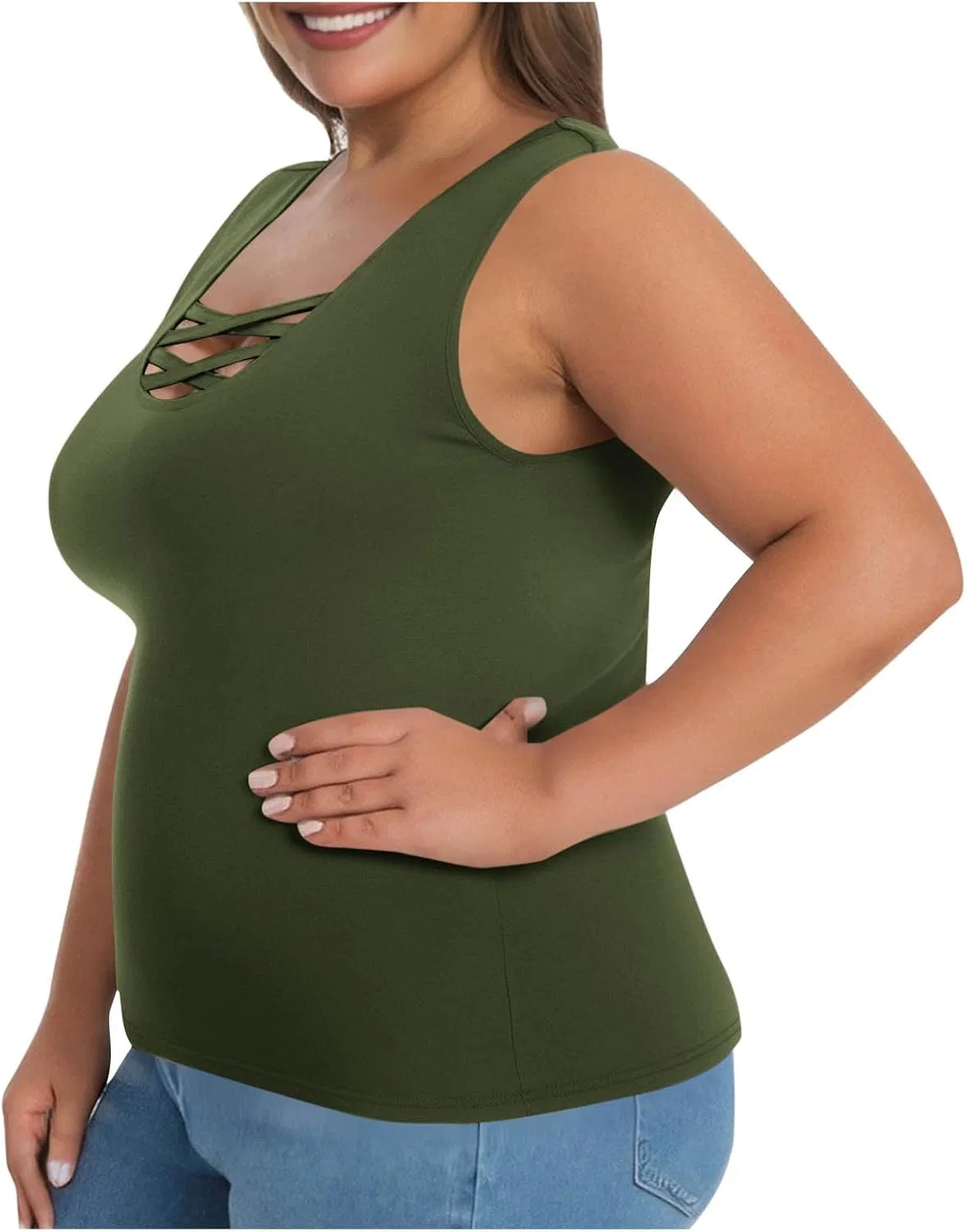 Топ с встроенным бюстгальтером, Double Lined, Army Green — фото 2