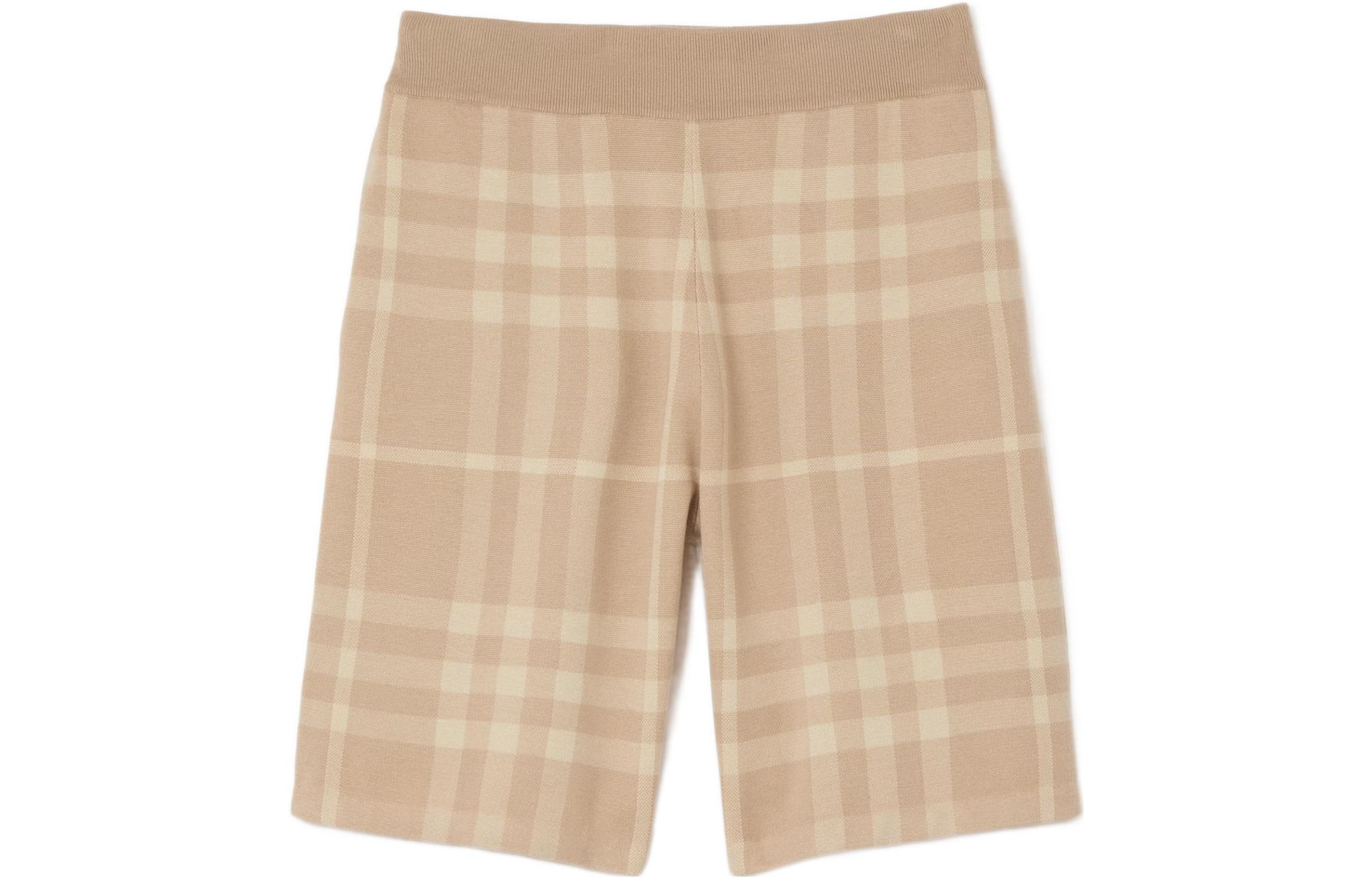 

SS23 Check Шерсть Шёлк Жаккард Шорты Коричневый Burberry, Мягкий Рыжевато-Коричневый