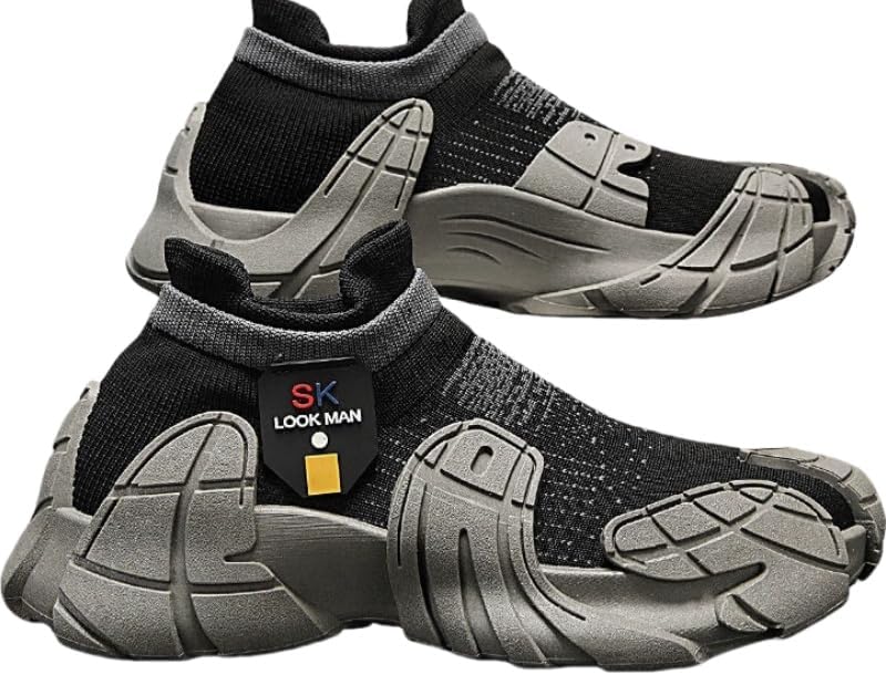 

Мужские модные спортивные кроссовки - стильные кэжуал обувь с контрастными цветами, с сетчатой дышащей тканью, резиновой подошвой и шнуровкой, для весны/лета Hoalox, черный