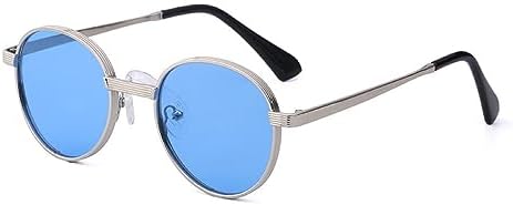 

Панк-очки 2027 года для женщин и мужчин, винтажные круглые очки для вождения, мужские солнцезащитные очки UV400, качественные очки для путешествий MTZJH, C03-silver Blue