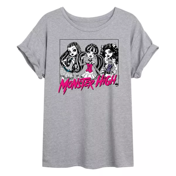 

Футболка Monster High с принтом трио в рамке для подростков Licensed Character, серый
