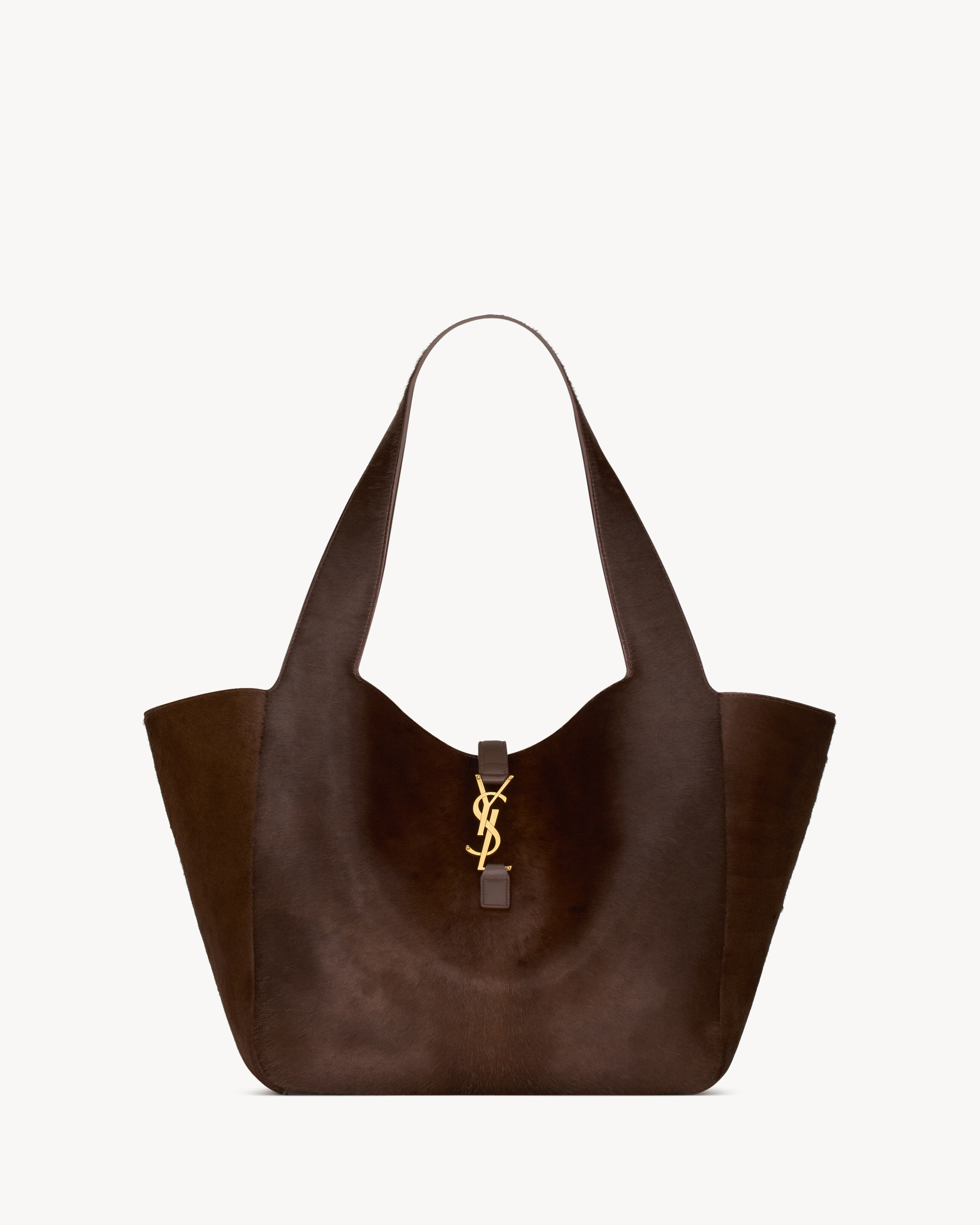 

Мягкая сумка-тоут из пони-кожи Saint Laurent, коричневый