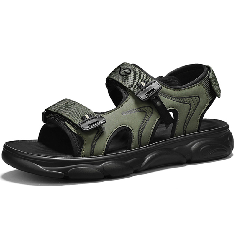 

LINGPAO Мужские пляжные сандалии Black/Green/Sand в зеленом цвете, цвет Green