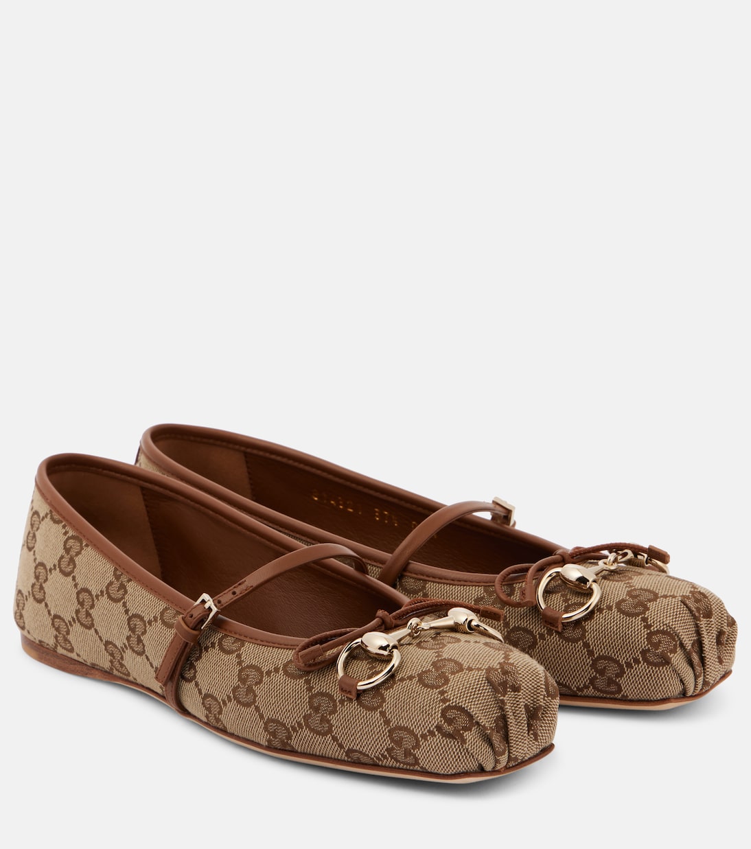 Балетки GG Canvas с подвеской Horsebit Gucci, Beige Ebony/Sundial