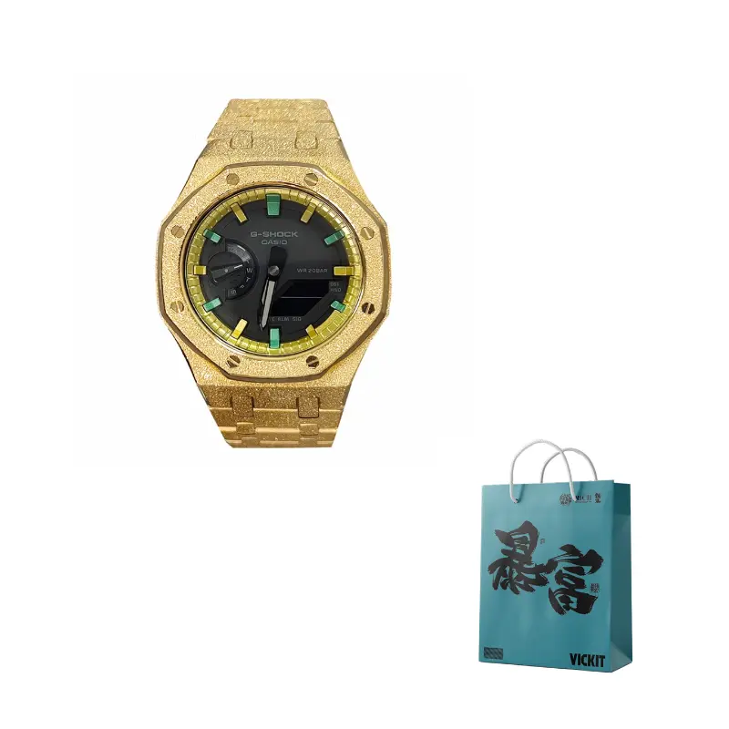 

CASIO Часы Men Liquid Crystal/Analog Dual Display Series Black Watch, Frost Gold with Medium Gold Green