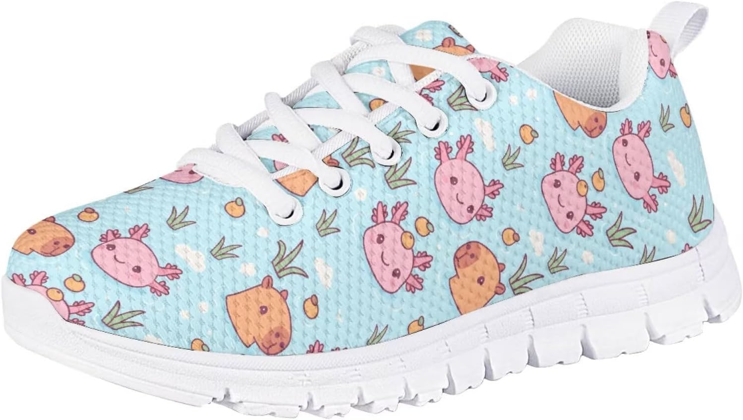 

Кроссовки Jeiento для детей мальчиков и девочек, для бега и тенниса, дышащие спортивные кроссовки, размеры для малышей, маленьких и больших детей, Adorable Axolotl Capybara