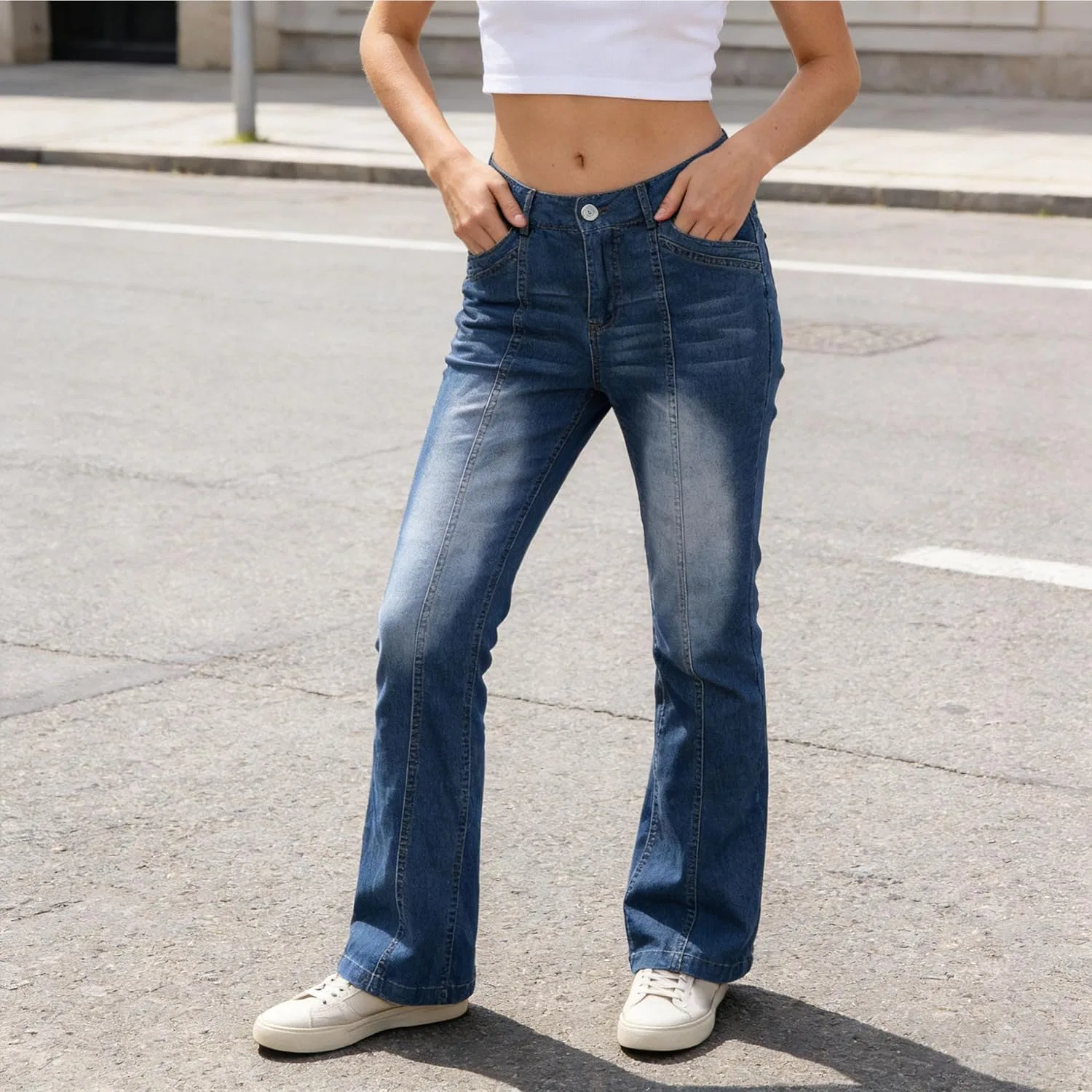 Джинсы клеш Rise Flare, Dark Blue — фото 2