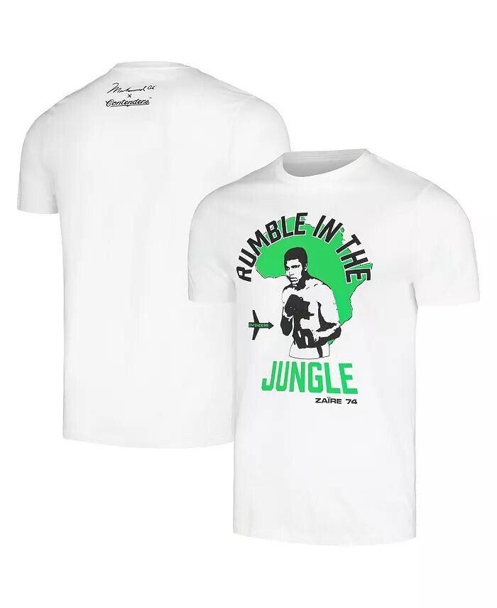 

Мужская и женская футболка Мухаммеда Али «Белая битва в джунглях» Contenders Clothing, черный