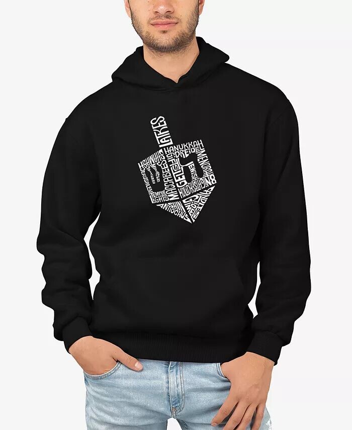 

Мужская толстовка с капюшоном Hanukkah Dreidel Word Art LA Pop Art, черный
