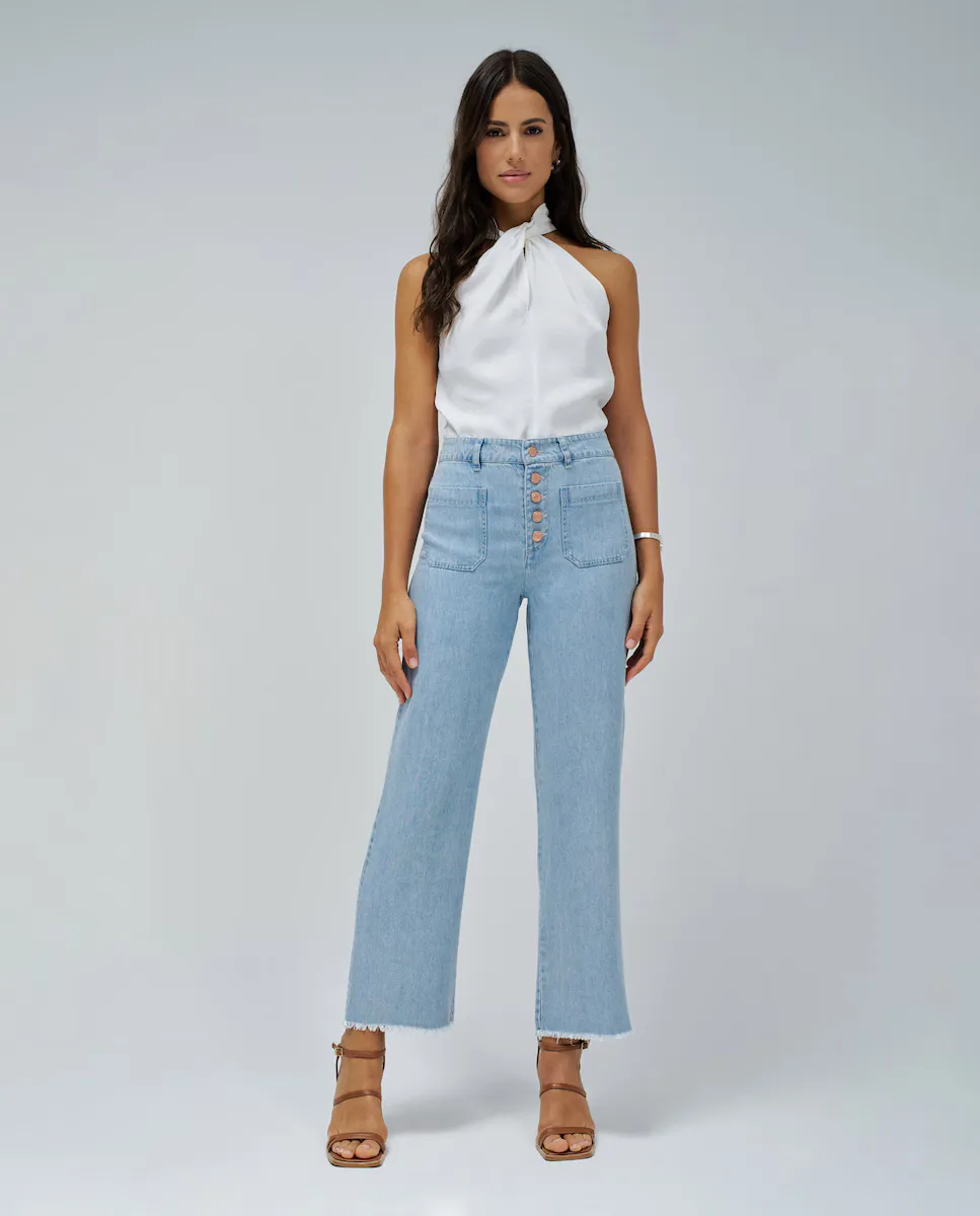

Женские укороченные прямые джинсы из светлого денима Salsa Jeans, синий