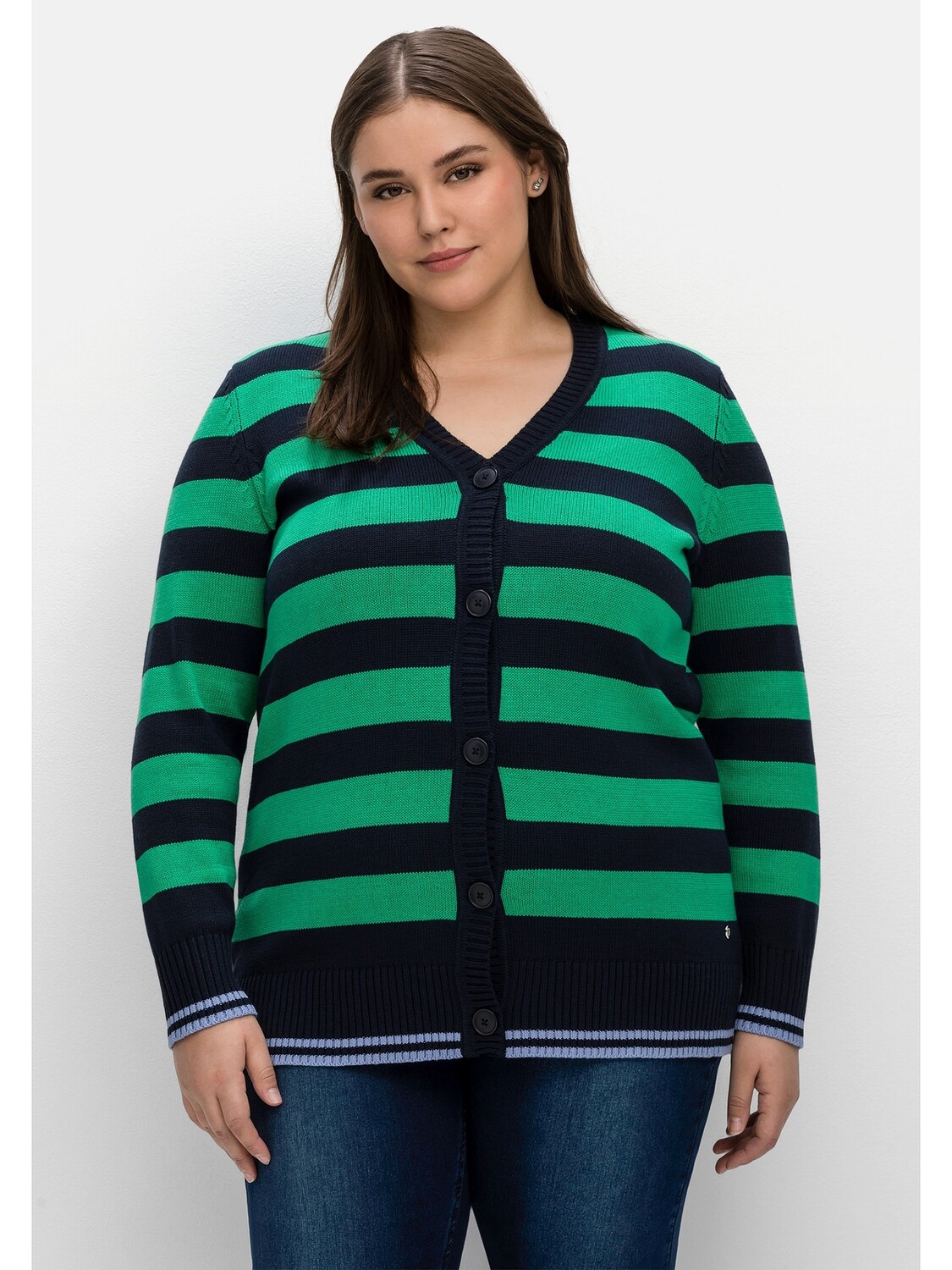 

Кардиган sheego Strickjacke, цвет nachtblau gestreift