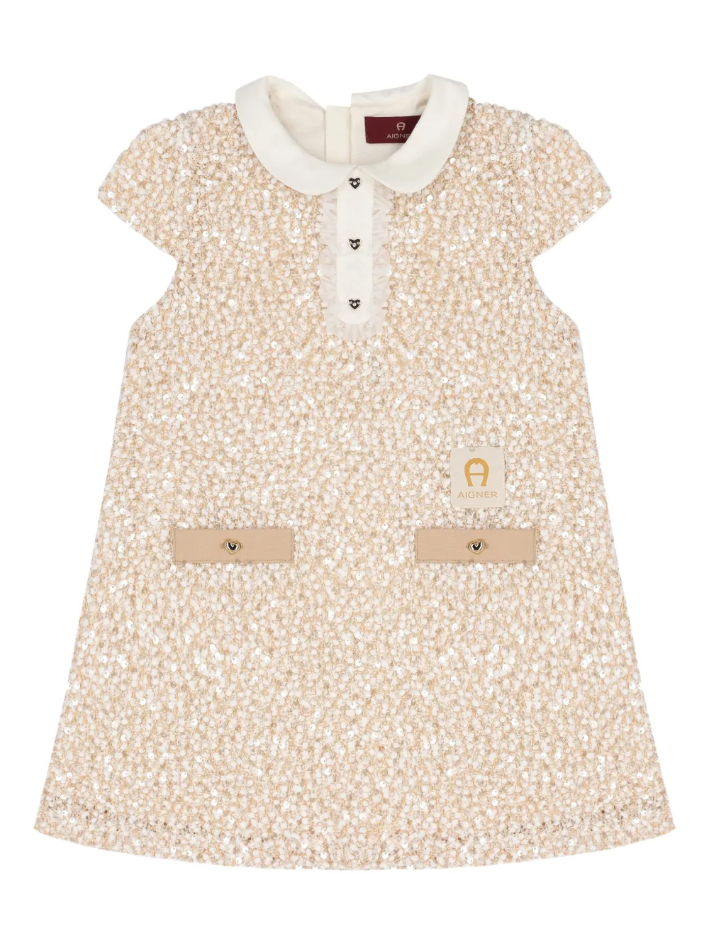 

Платье для вечеринки с воротником «Питер Пэн», украшенное пайетками Aigner Kids, коричневый