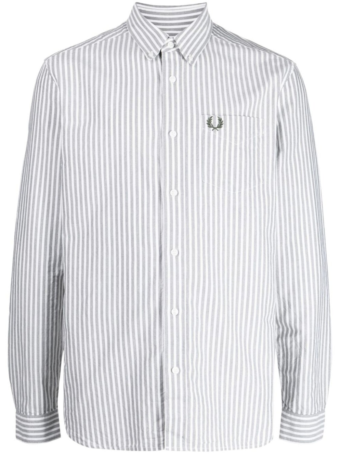 

Полосатая рубашка с вышитым логотипом Fred Perry, серый