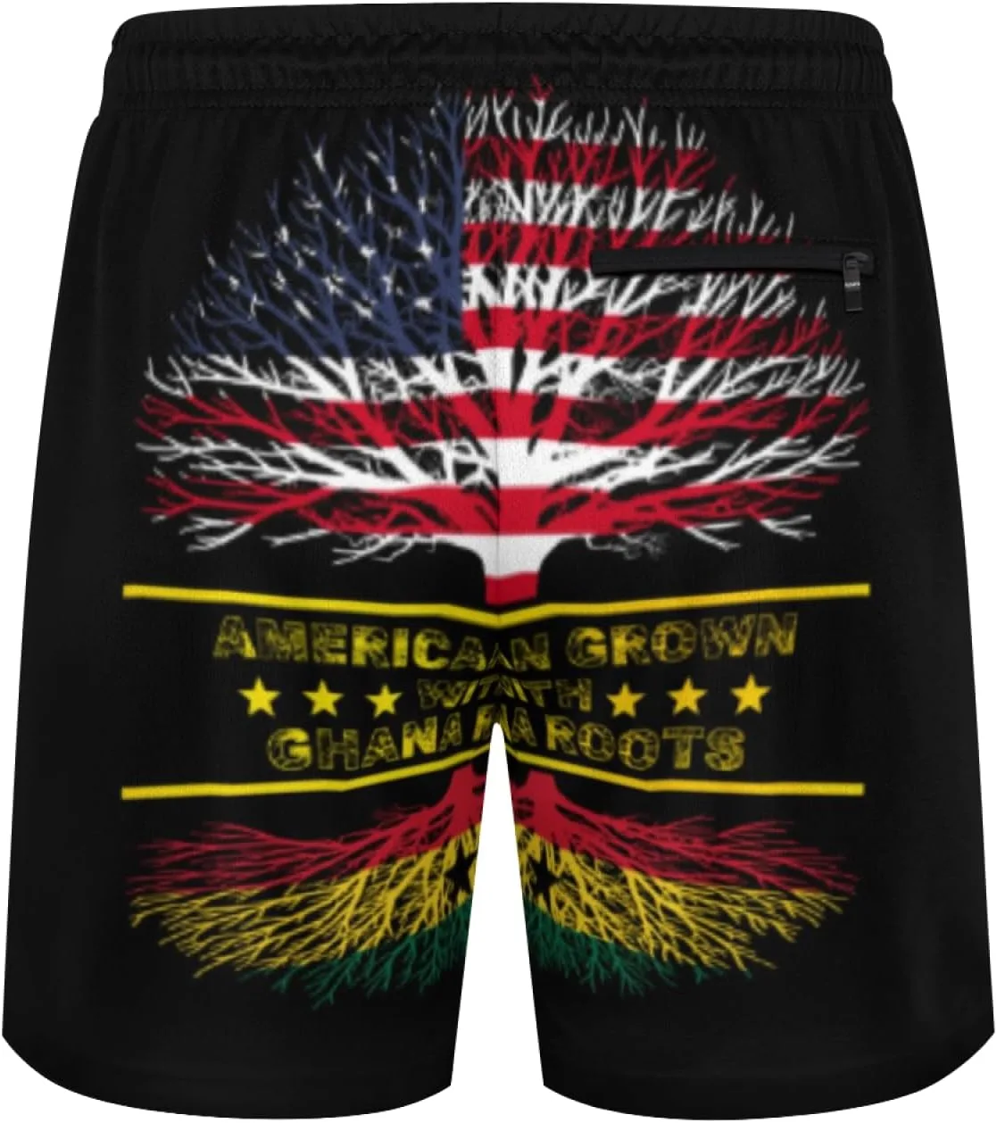 Мужские плавки American Grown and Ghana Roots с сетчатой ​​подкладкой, завязками, быстросохнущие, с карманами Generic, черный — фото 3