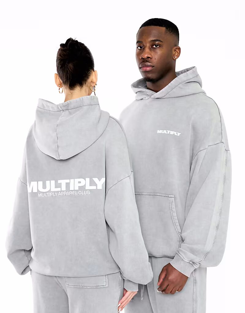 

Multiply Apparel - толстовка оверсайз серого цвета с графическим принтом «Multiply»
