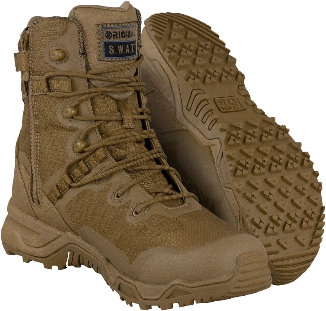 

Оригинальные тактические ботинки SWAT Alpha Fury 8 с боковой молнией - высокопроизводительные легкие служебные обувь - подходят для аэропорта Original S.W.A.T., 15 Wide Coyote