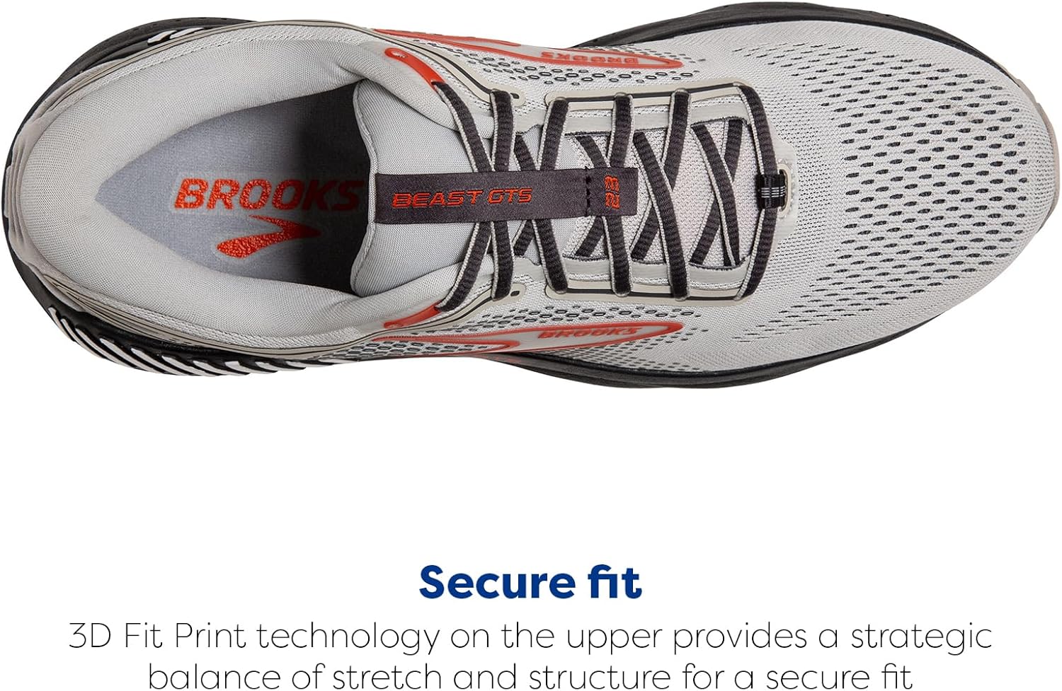 Мужские беговые кроссовки Brooks Beast GTS 23 с поддерживающей подошвой, серый/алый — фото 4