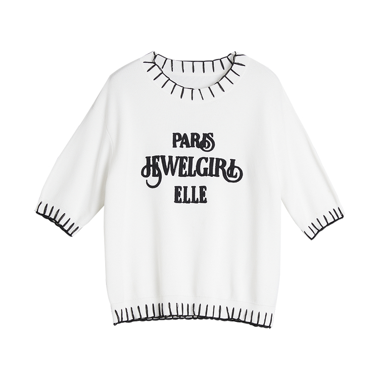 

ELLE Трикотаж Women's White Crew Neck Moderate Others
