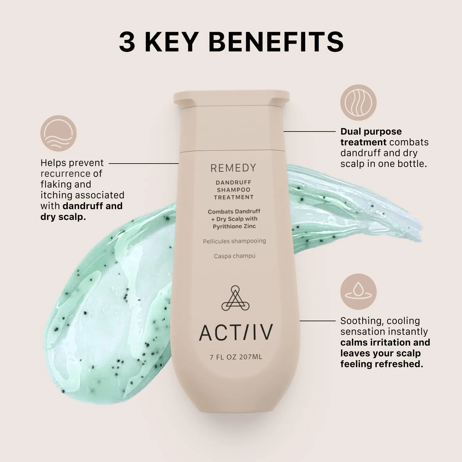 ACTIIV Remedy шампунь-уход от перхоти | снимает сухость и шелушение, успокаивает раздражение кожи головы, для здоровых волос и кожи головы, на растительной основе, безопасен для окрашенных волос, веганский, для всех типов волос 207 мл (.) — фото 3